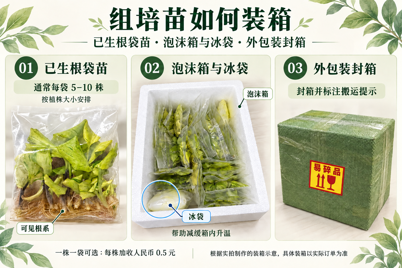 Illustrated packing guide for rooted tissue-culture plantlets